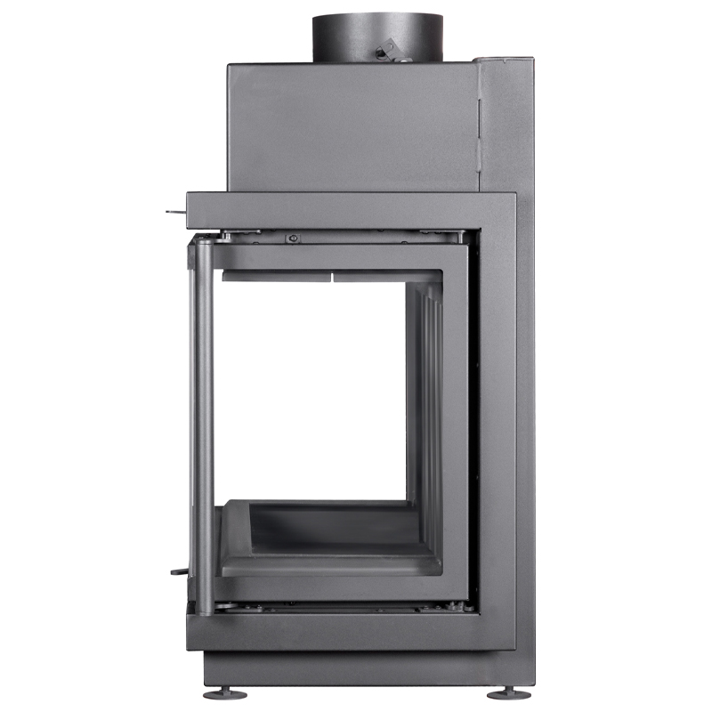 Каминная топка Экокамин АЛЬФА 700 три стекла черный шамот подовая (миниатюра)